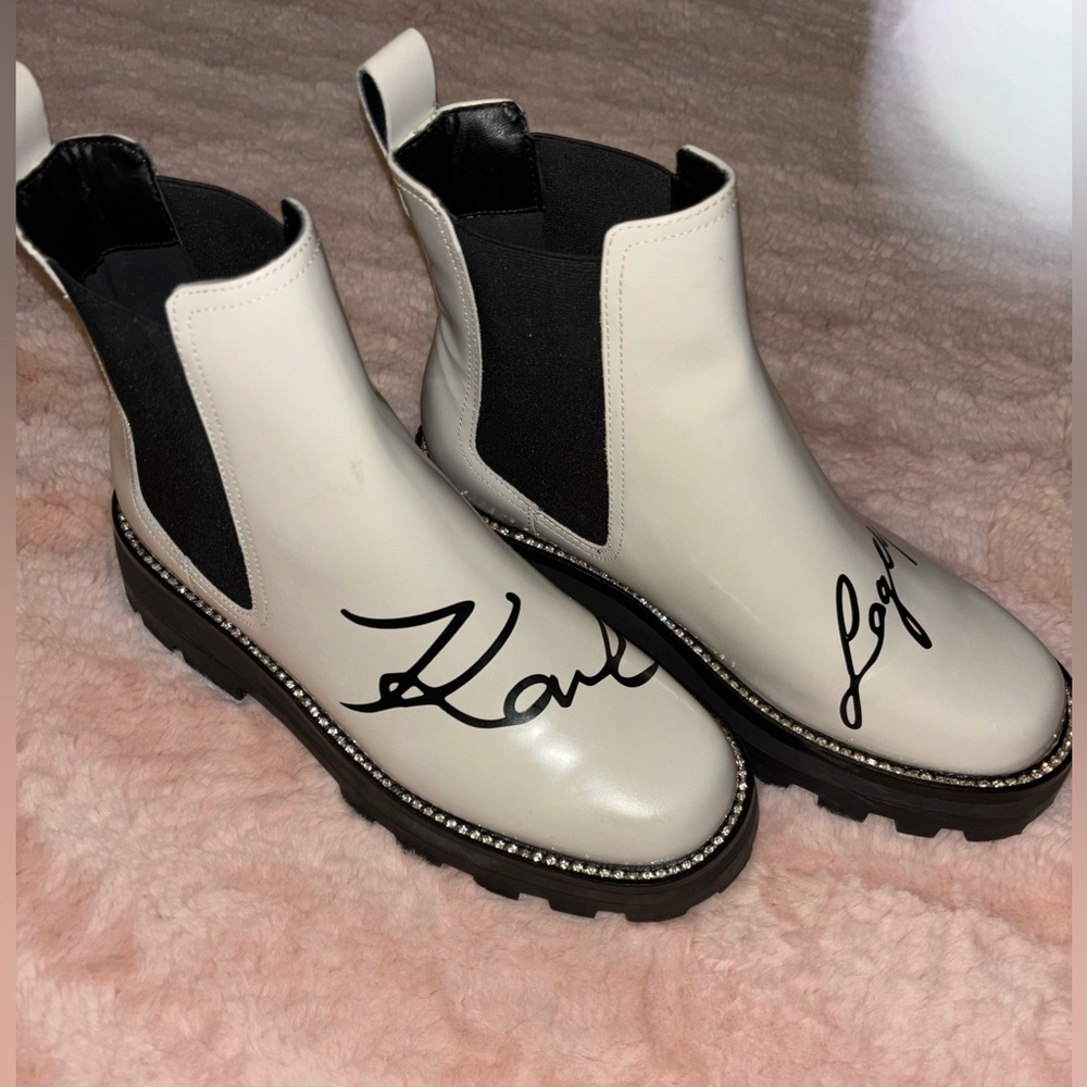 karl lagerfeld white boots